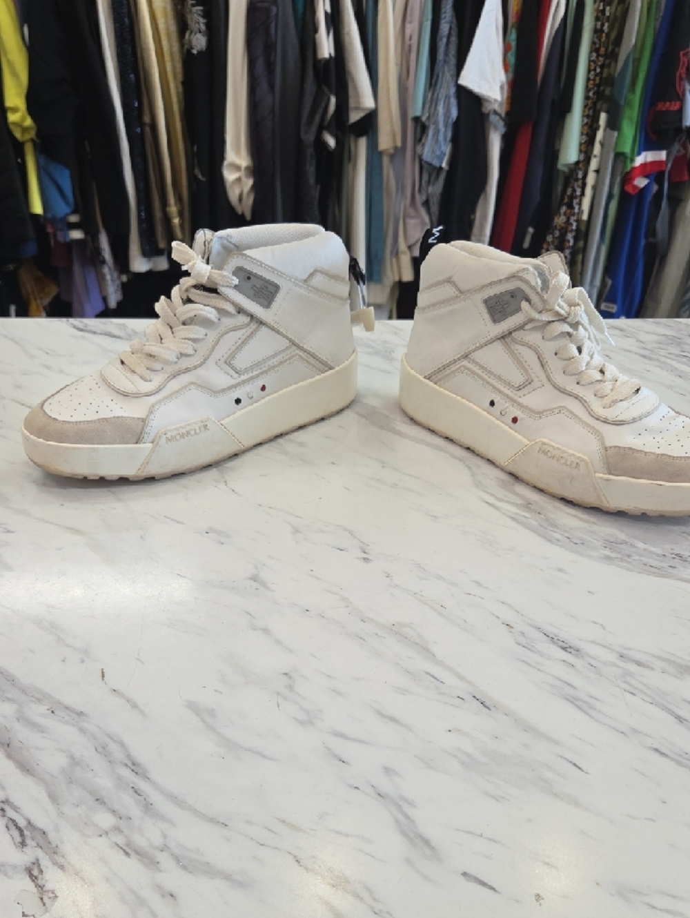 Moncler White High-Top Athletic Sneakers - Picture 4 of 15